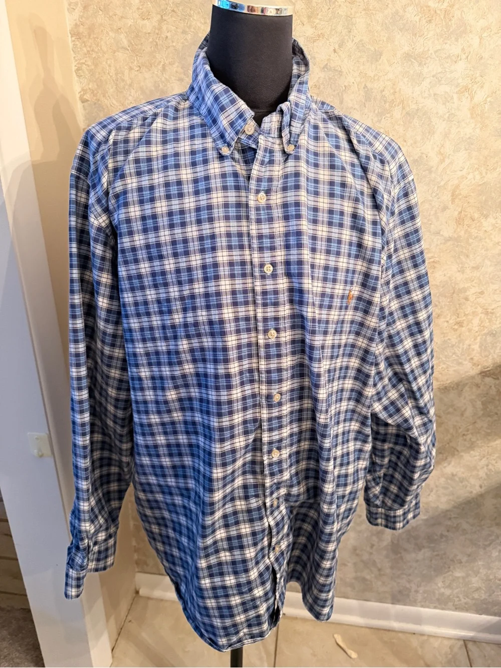 Polo Ralph Lauren Classic Blue Plaid Button-Down Men's Shirt